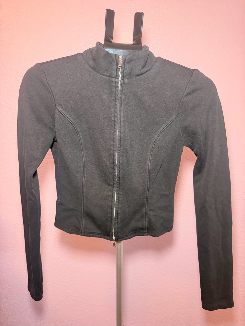 Good American Black Zip-Front Women’s Jacket